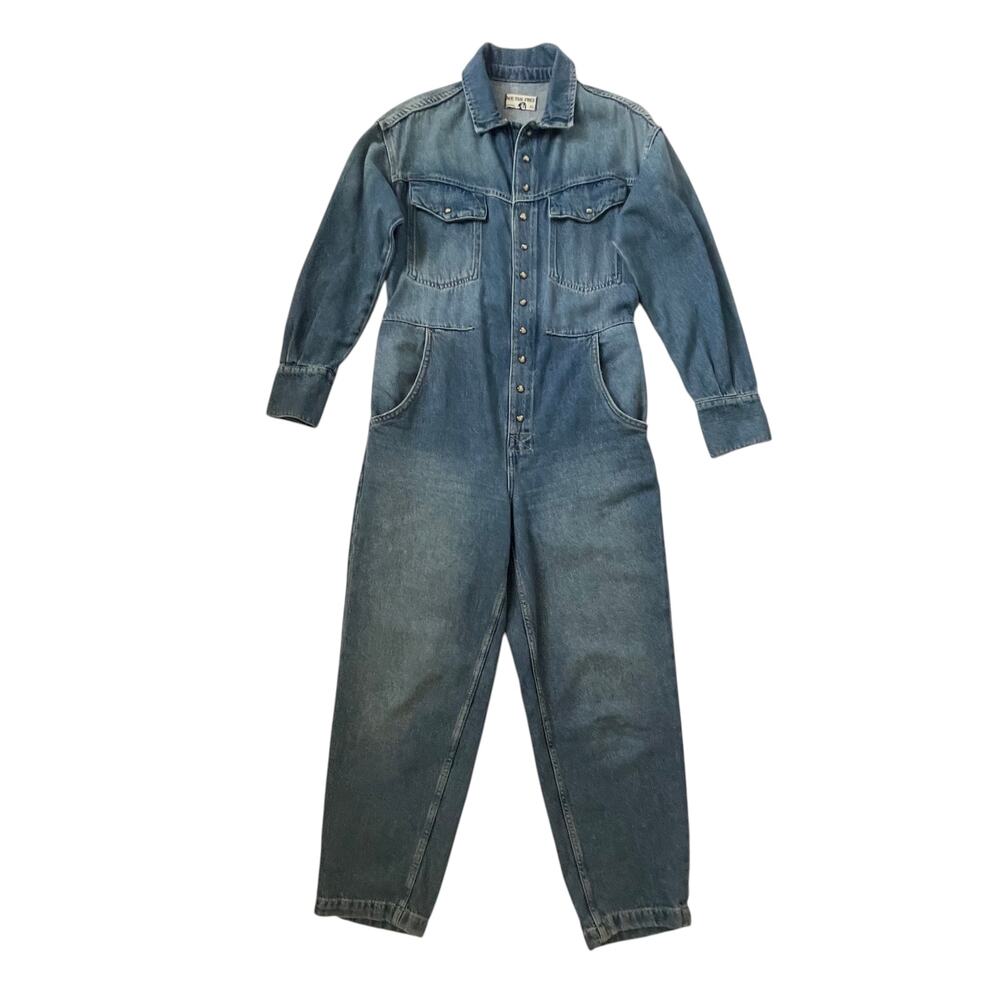 Free People We The Free Townes Denim Jumpsuit - Coverall - Blue - Size XS - Picture 3 of 12
